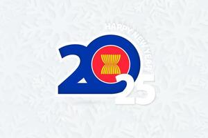 New Year 2025 for ASEAN on snowflake background. vector