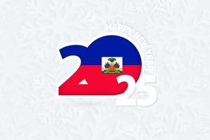 New Year 2025 for Haiti on snowflake background. vector