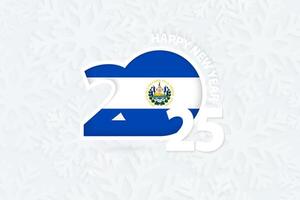 New Year 2025 for El Salvador on snowflake background. vector