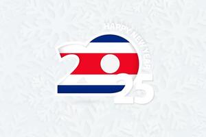 New Year 2025 for Costa Rica on snowflake background. vector