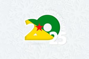 New Year 2025 for French Guiana on snowflake background. vector