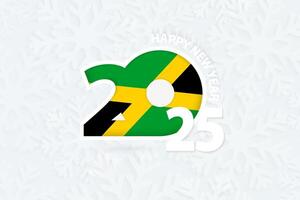New Year 2025 for Jamaica on snowflake background. vector