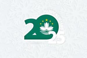 New Year 2025 for Macau on snowflake background. vector