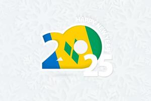 New Year 2025 for Saint Vincent and the Grenadines on snowflake background. vector
