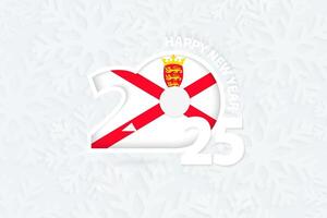 New Year 2025 for Jersey on snowflake background. vector