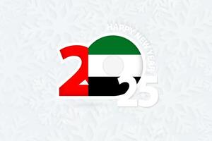 New Year 2025 for United Arab Emirates on snowflake background. vector