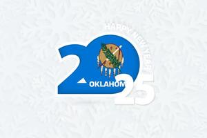 New Year 2025 for Oklahoma on snowflake background. vector