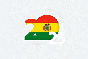 New Year 2025 for Bolivia on snowflake background. vector