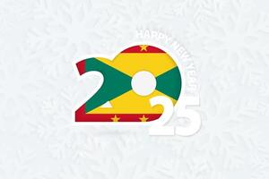 New Year 2025 for Grenada on snowflake background. vector
