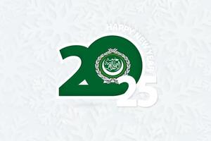 New Year 2025 for Arab League on snowflake background. vector