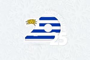 New Year 2025 for Uruguay on snowflake background. vector