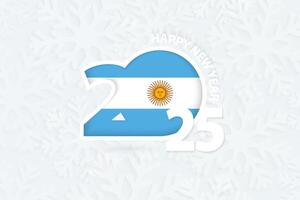 New Year 2025 for Argentina on snowflake background. vector