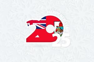 New Year 2025 for Bermuda on snowflake background. vector