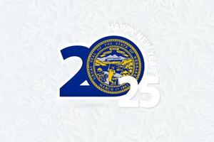New Year 2025 for Nebraska on snowflake background. vector