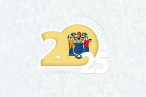 New Year 2025 for New Jersey on snowflake background. vector