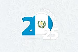 New Year 2025 for Guatemala on snowflake background. vector