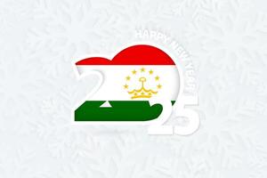 New Year 2025 for Tajikistan on snowflake background. vector