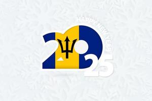 New Year 2025 for Barbados on snowflake background. vector