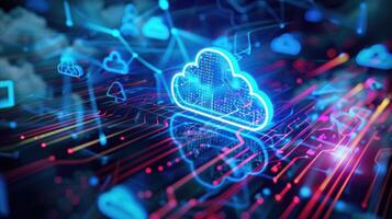Digital data processing in the virtual cloud abstract background photo