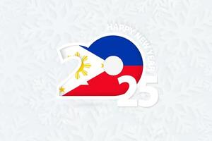 New Year 2025 for Philippines on snowflake background. vector
