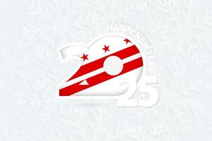 New Year 2025 for District of Columbia on snowflake background. vector