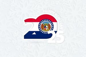 New Year 2025 for Missouri on snowflake background. vector