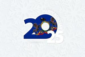 New Year 2025 for Pennsylvania on snowflake background. vector