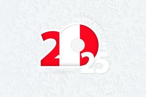 New Year 2025 for Peru on snowflake background. vector
