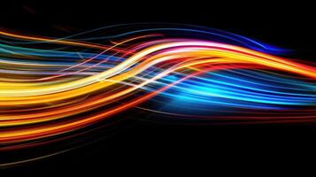 Abstract light waves on black background photo