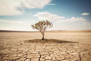 Lone tree in a desert landscape photo