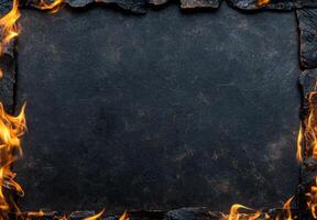 Fiery black background with copy space photo