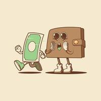 Wallet and Bill character. vector