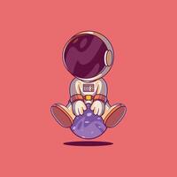 An Astronaut character is floating on top of a planet. vector