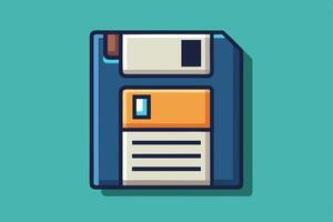 An old floppy disk icon on a blue background vector