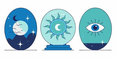 Three different types of moon and sun symbols vector
