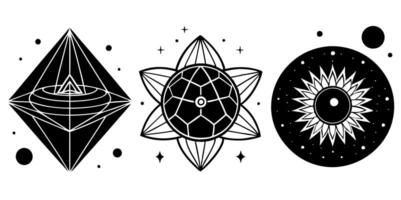 Three different designs of geometric shapes vector