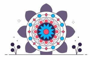 A colorful flower design with a blue and pink center vector
