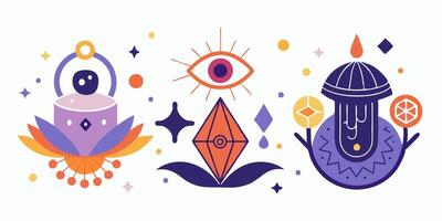 A set of three different colored symbols vector