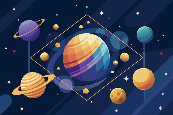 An illustration of planets and stars