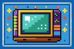 Pixel art tv screen with colorful pixels vector