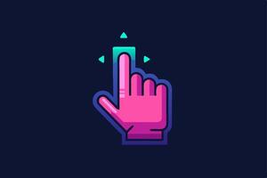 A hand with a finger on a touch screen vector