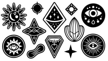 A set of black and white symbols and symbols vector