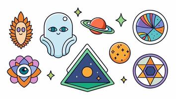 A set of space themed stickers vector