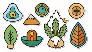 A set of colorful icons with various objects vector