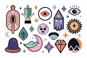 A collection of different types of symbols and objects vector