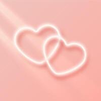 Two luminous heart outlined with a soft glow on a peach background vector
