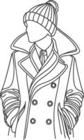 Elegant Vintage Overcoat Outline Design vector