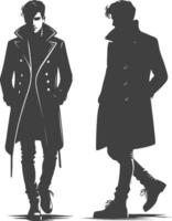 Stylized Overcoat Retro Black Design vector