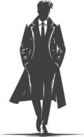 Detailed Retro Overcoat Sketch Artwork vector