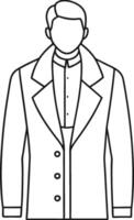 Sophisticated Overcoat Monochrome Sketch vector